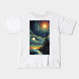 Starry Night Symphony: Van Gogh's Oceanic Overture Kids T-Shirt